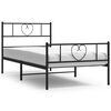 vidaXL Estructura cama sin colch&oacute;n con estribo metal negro 90x190 cm
