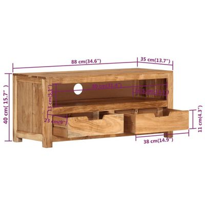 vidaXL Mueble de TV madera maciza de acacia 88x35x40 cm