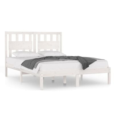 vidaXL Estructura de cama de madera de pino maciza blanca 140x190 cm