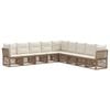 vidaXL Conjunto de sof&aacute;s de jard&iacute;n 9 uds. Beige rat&aacute;n sint&eacute;tico