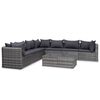 vidaXL Set de sof&aacute;s de jard&iacute;n 8 piezas y cojines rat&aacute;n sint&eacute;tico gris