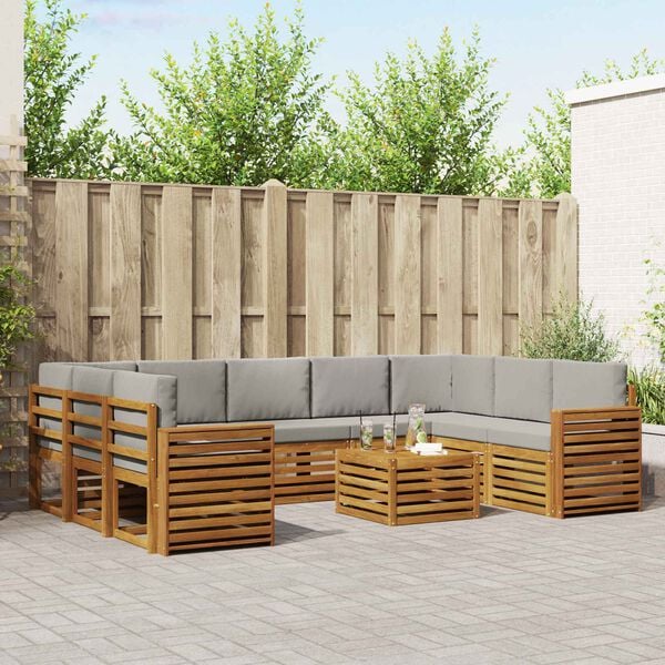 vidaXL Juegos de sof&aacute;s con coj&iacute;n 10 pcs Gris Natural y Claro