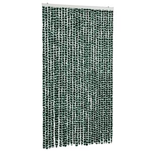 vidaXL Cortina antimoscas chenilla verde y blanco 118x220 cm