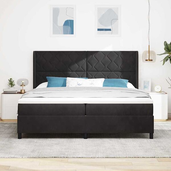 vidaXL Cama tipo Box Spring con colch&oacute;n Negro 200 x 200 cm Terciopelo