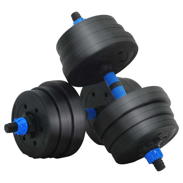 vidaXL Set de Mancuernas y Barra de 2 en 1 30kg Negro y azul