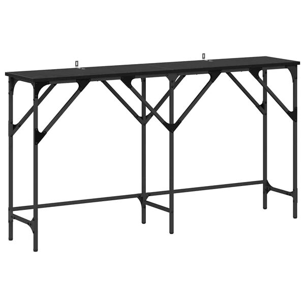 vidaXL Mesa Consola Roble Negro 140 x 29 x 75 cm Madera de ingenier&iacute;a