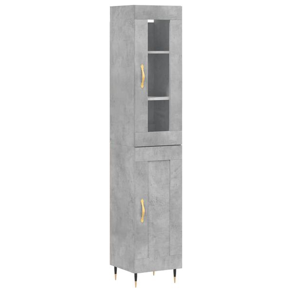 vidaXL Aparador de madera contrachapada gris hormig&oacute;n 34,5x34x180 cm