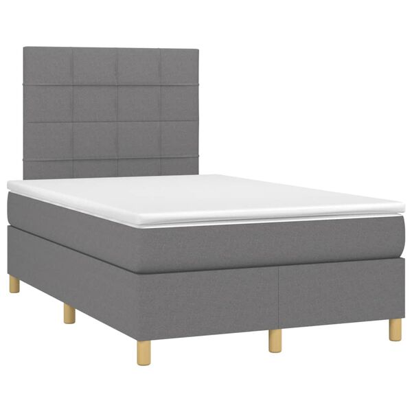 vidaXL Cama box spring con colch&oacute;n y LED tela gris oscuro 120x200 cm