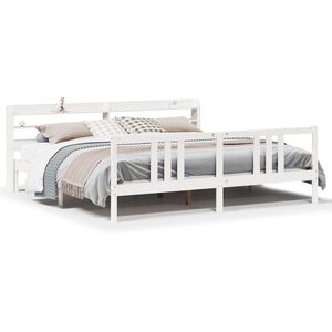 vidaXL Estructura de cama con cabecero sin colch&oacute;n blanco 200x200 cm