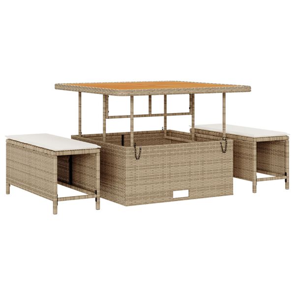 vidaXL Conjunto de sofá de jardín con cojín 13 pcs Beige y Crema