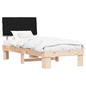 vidaXL Estructura de Cama con Cabecera Tapizada Negro 90 x 190 cm