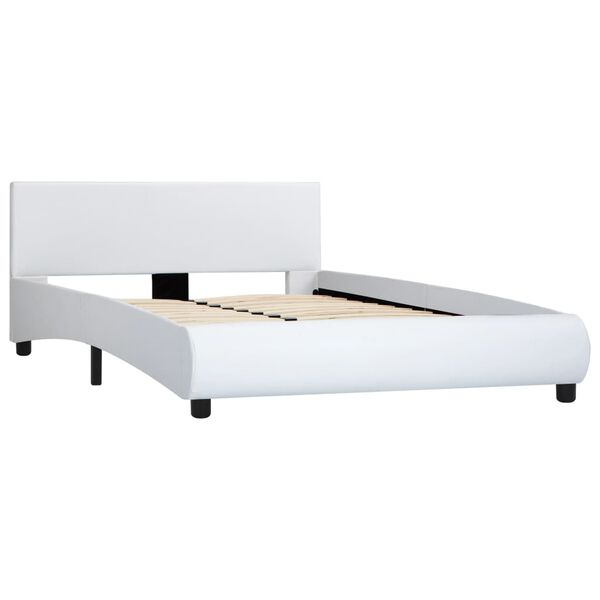 vidaXL Estructura de cama con LED cuero sintético blanco 140x200 cm