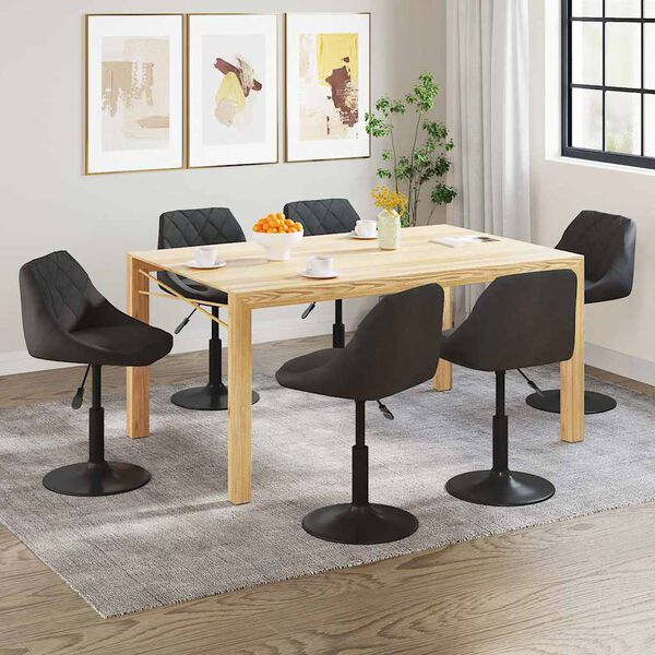vidaXL Silla de comedor giratoria 6 uds terciopelo negro