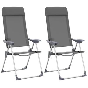 vidaXL Sillas de camping plegables 2 unidades aluminio gris