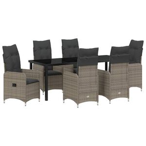 vidaXL Conjunto de Comedor de Jard&iacute;n 7 pcs Gris rat&aacute;n sint&eacute;tico