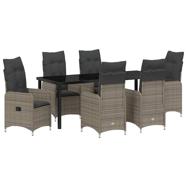 vidaXL Conjunto de Comedor de Jard&iacute;n 7 pcs Gris rat&aacute;n sint&eacute;tico