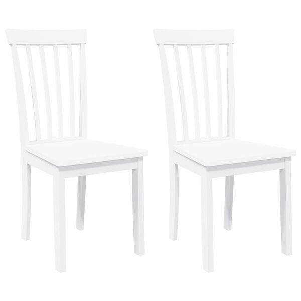 vidaXL Sillas de comedor 2 unidades madera maciza de caucho blanco