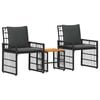 vidaXL Juego de muebles de exterior 3 uds. Negro y Gris oscuro