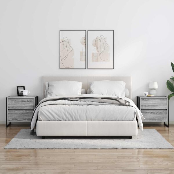 vidaXL Mesa de Noche con caj&oacute;n Gris Sonoma 50 x 39.5 x 50 cm