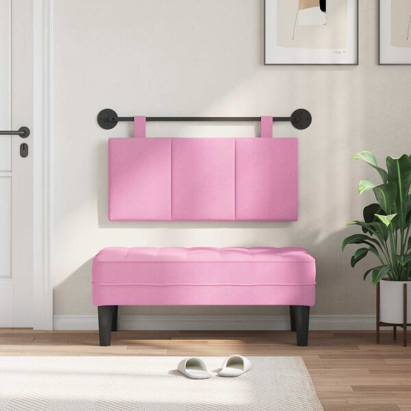 vidaXL Cabecera Colgante Montaje en la pared Rosa 90 x 55 x 5 cm tela