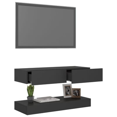 vidaXL Mueble para TV con luces LED gris 90x35 cm