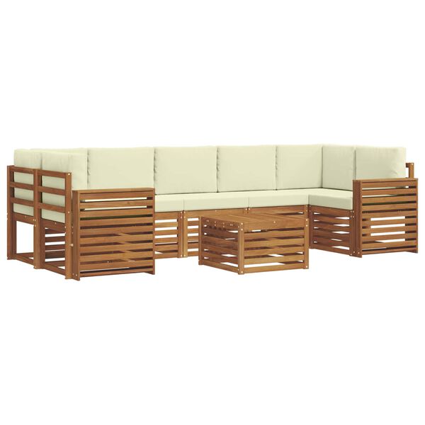 vidaXL Juegos de sof&aacute;s 8 pcs Natural y Crema Madera de Acacia S&oacute;lida