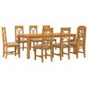 vidaXL Conjunto de comedor 9 uds. Beige Madera de Roble S&oacute;lido