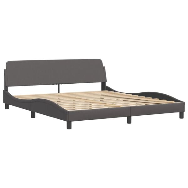 vidaXL Cama Viana con colch&oacute;n cuero sint&eacute;tico gris 180x200 cm