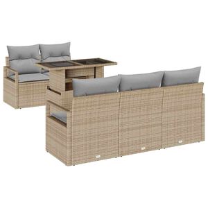 vidaXL Conjunto de sof&aacute; de jard&iacute;n con coj&iacute;n 6 pcs Beige Polirat&aacute;n