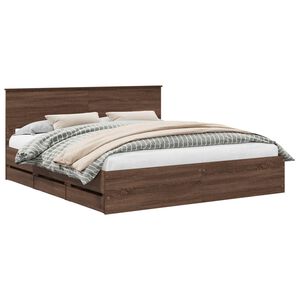 vidaXL Estructura de cama Roble Marr&oacute;n 200 x 200 cm Madera Ingenieril