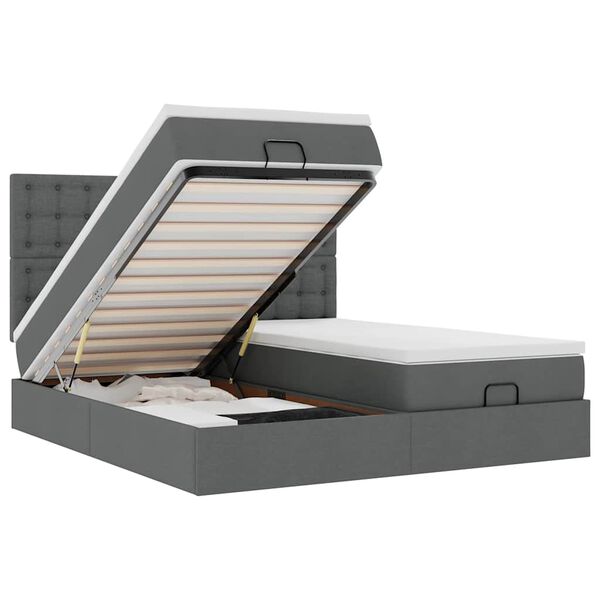 vidaXL Estructura cama otomana colchones tela gris oscuro 180x200cm
