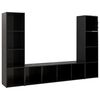 vidaXL Muebles de TV 3 uds aglomerado negro brillante 142,5x35x36,5 cm