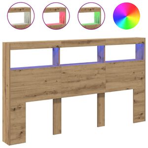 vidaXL Cabecero de cama con LED roble artesanal 180x17x102 cm