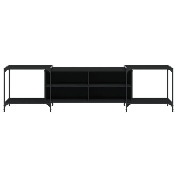 vidaXL Mueble de TV madera de ingenier&iacute;a negro 203x37x50 cm