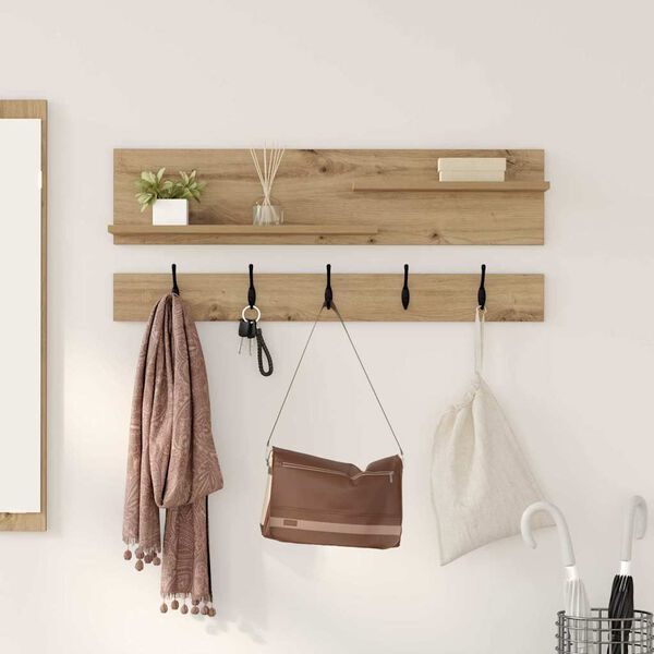 vidaXL Perchero de pared con estante Roble artesanal 90 x 15 x 36 cm