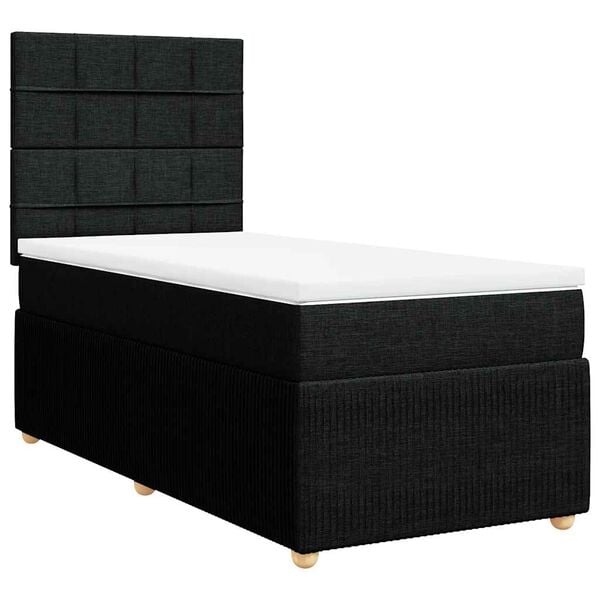 vidaXL Cama box spring con colch&oacute;n tela negro 100x200 cm