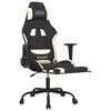 vidaXL Silla gaming con reposapiés tela crema y negro