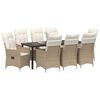 vidaXL Conjunto de Comedor de Jard&iacute;n 9 pcs Beige rat&aacute;n sint&eacute;tico