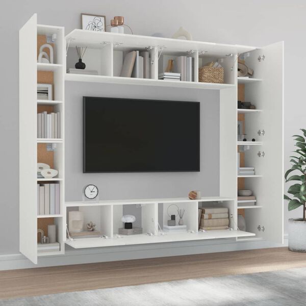 vidaXL Set de muebles para TV 8 piezas madera contrachapada blanco