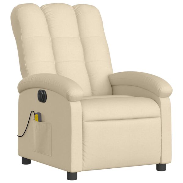 vidaXL Sill&oacute;n reclinable de masaje el&eacute;ctrico tela color crema