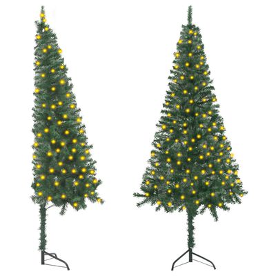 vidaXL Árbol de Navidad de esquina con luces PVC verde 120 cm