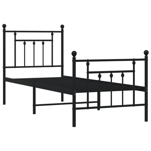 vidaXL Estructura cama sin colch&oacute;n con estribo metal negro 75x190 cm