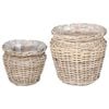 vidaXL Cesta para Plantas con almacenamiento 2 pcs Gris Ratan Lacak