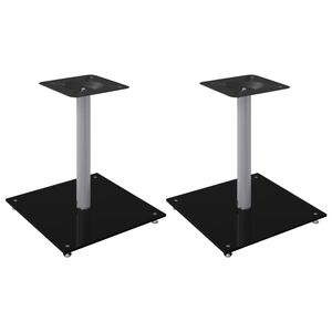 vidaXL Soportes de altavoces 2 uds vidrio templado plata negro 1 pilar