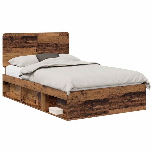 vidaXL Estructura de cama con cabecera Madera vieja 120 x 200 cm