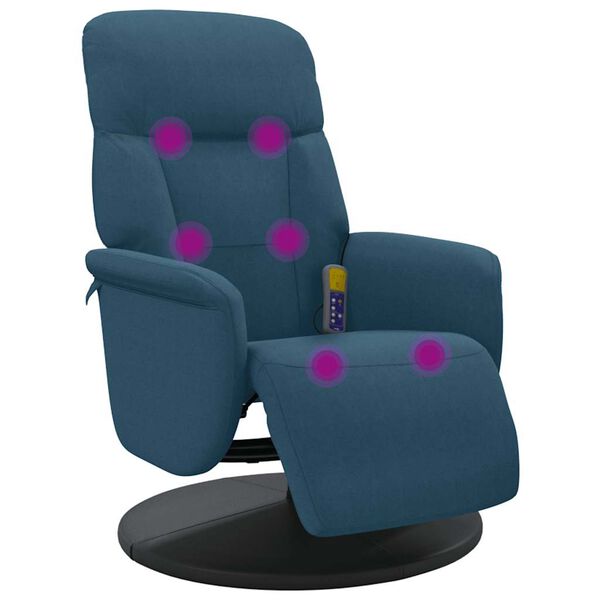 vidaXL Sill&oacute;n reclinable de masaje con reposapi&eacute;s terciopelo azul