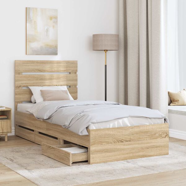 vidaXL Estructura de cama Roble Sonoma 90 x 190 cm Madera Ingenieril
