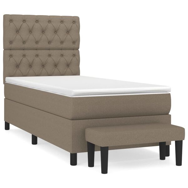 vidaXL Cama box spring con colch&oacute;n tela gris taupe 80x200 cm