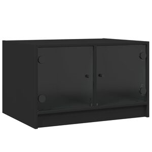 vidaXL Mesa de centro con puertas de vidrio negra 68x50x42 cm