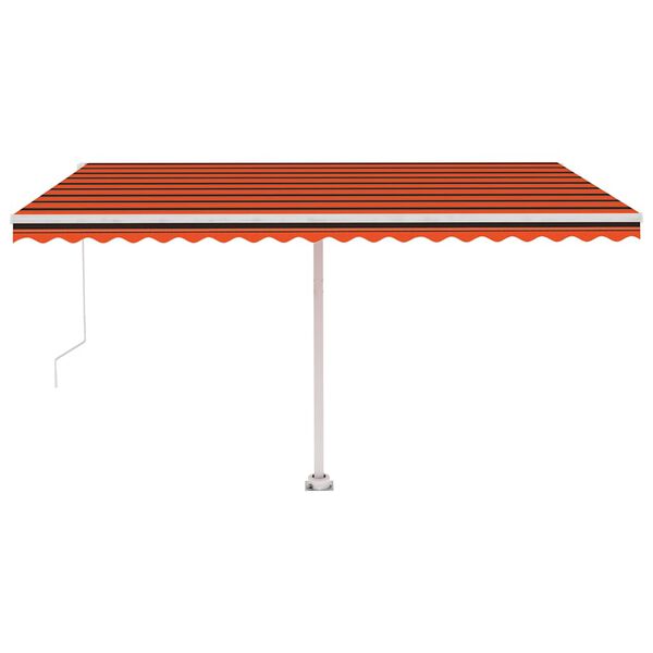 vidaXL Toldo retr&aacute;ctil manual con luz LED naranja y marr&oacute;n 400x350 cm